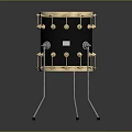 High Quality Black Percussion Drum with Golden Rim and Metal Stand Musical Instrument for Performance
